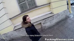 A girl wearing glasses helps her friend to experience orgasm