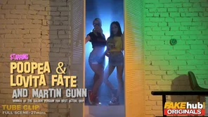 Beautiful actress has sex with girls and a black guy with a big dick