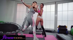 A sensual lesbian encounter in the gym with stunning Italian Marica Chanelle and Freya Dee