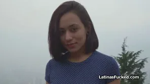 An amateur Latina girl practices her deep throat blowjob skills