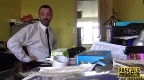 Submissive gets gagged and fucked deeply in a non standard pose