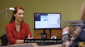 Blonde beauty gets a bank loan and some extra pleasure too