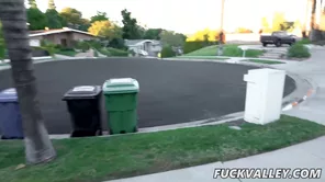 Kinsley Karter’s hot and steamy scene in a kitchen in underwear and high heels.