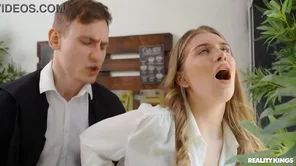 College blonde gets facial and anal creampie in this rather hardcore scene