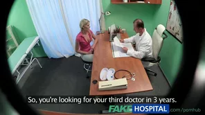 A intimate examination by Dr George Uhl in a hidden part of the hospital room with a blond adult star