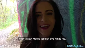 A European beauty gives a blow job to a man she has slept with before in a public place and then gets a facial