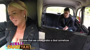 A blonde gets a ride of her life from a Czech man in a taxi