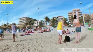 A young German girl was almost noticed while airing her assets outdoors