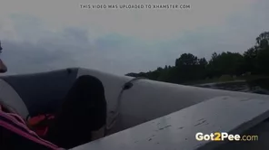 An year old girl pisses her trousers on the boat in a bold homemade video